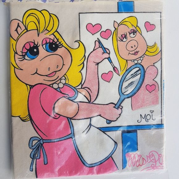 Vintage Miss Piggy Apron Smock Jim Henson's Muppets Toddler Size 8 NOS Unopened - Picture 6 of 8